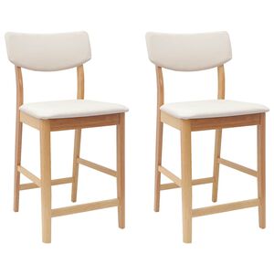 vidaXL Spisestole 2 stk. Massiv Gummitr&aelig; Naturfarvet 48 x 49 x 95 cm