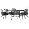 vidaXL 7 dele spisebordss&aelig;t til haven m. hynder polyrattan glas sort