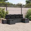 vidaXL Havesofa S&aelig;t med pude 6 pcs Sort 55 x 62 x 69 cm Poly rattan