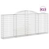 vidaXL buede gabionkurve 13 stk. 300x30x120/140 cm galvaniseret jern