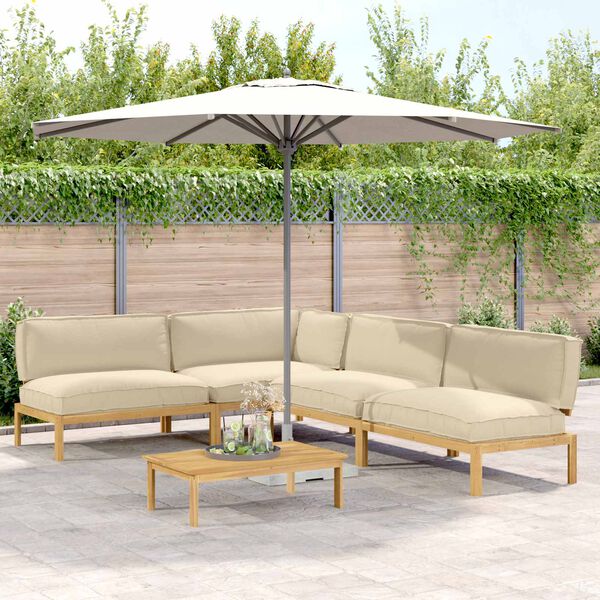 vidaXL Sofa S&aelig;t med pude Ensfarvet 5 pcs Beige Massivt Akacietr&aelig;