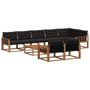 vidaXL Udend&oslash;rs sofagruppe med pude 9 pcs Naturlig og sort