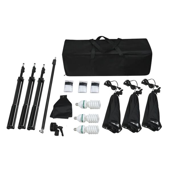 vidaXL fotostudieudstyr med softbox-lamper og baggrund