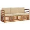 vidaXL Sofas&aelig;t 3 stk. Naturlig og Beige Massivt Akacietr&aelig;
