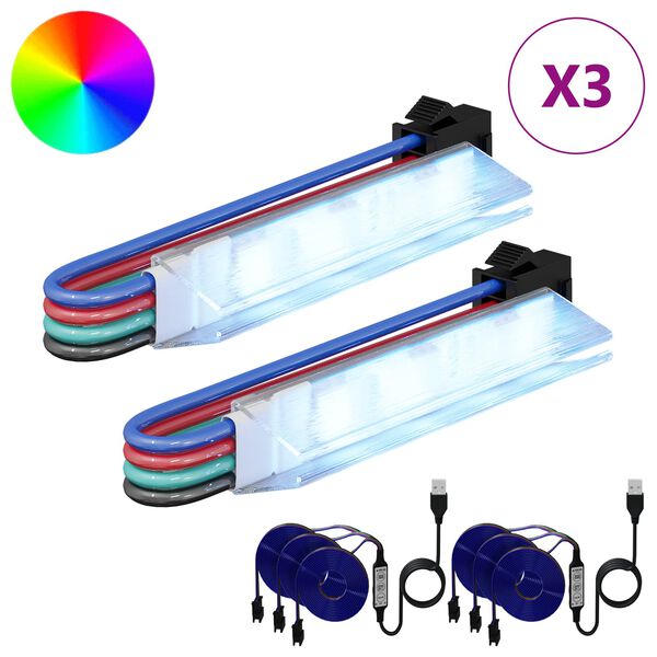 vidaXL LED Strip 2 pcs Sort og flerfarvet 1745 mm Kobber og plastik