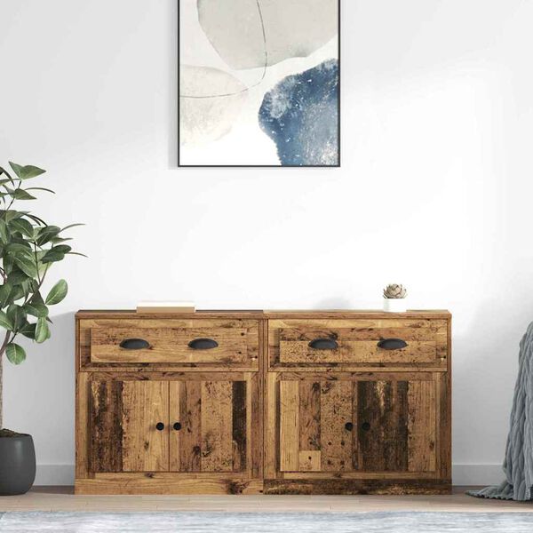 vidaXL Sideboards med skuffe 2 pcs Gammelt tr&aelig; 70 x 35,5 x 67,5 cm