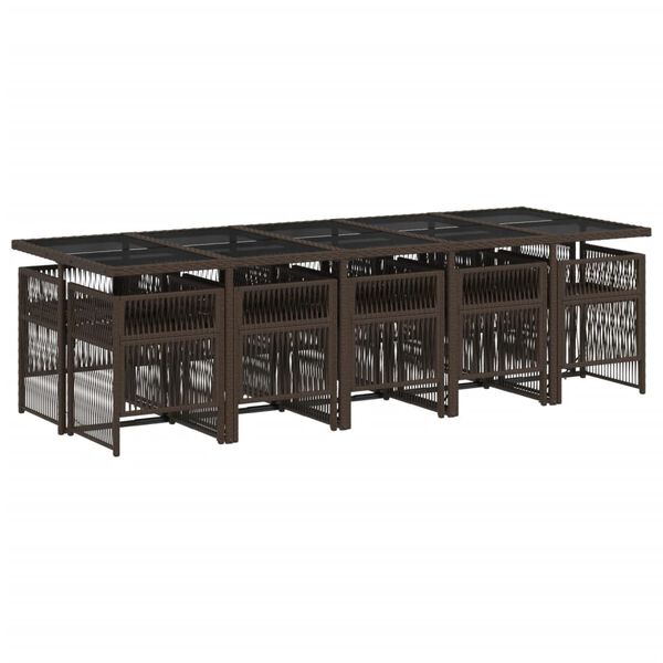 vidaXL spisebordss&aelig;t til haven 11 dele med hynder polyrattan brun