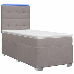 vidaXL Boxmadras med topmadras med hovedg&aelig;rde Gr&aring;brun 80 x 200 cm Stof