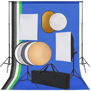 vidaXL fotostudies&aelig;t med softbox-lamper, baggrund og reflektor