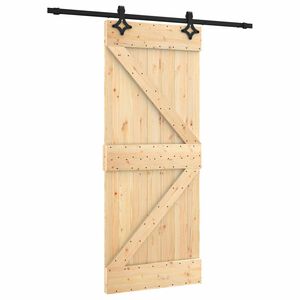 vidaXL Skyded&oslash;r Naturfarvet og sort 85 x 210 cm Massivt Fyrretr&aelig;
