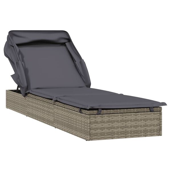 vidaXL liggestol med foldbart tag 213x63x97 cm polyrattan gr&aring;