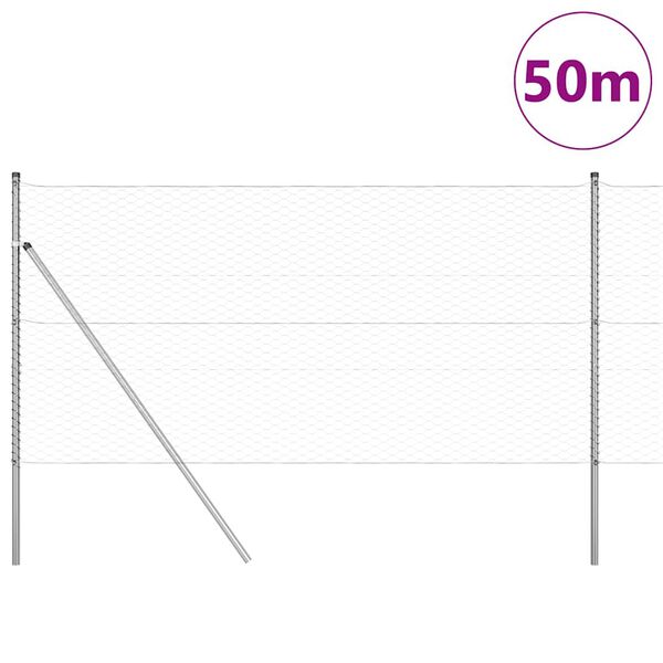 vidaXL Hegnsp&aelig;l S&oslash;lv 50 x 1,4 m (36 mm net) St&aring;l