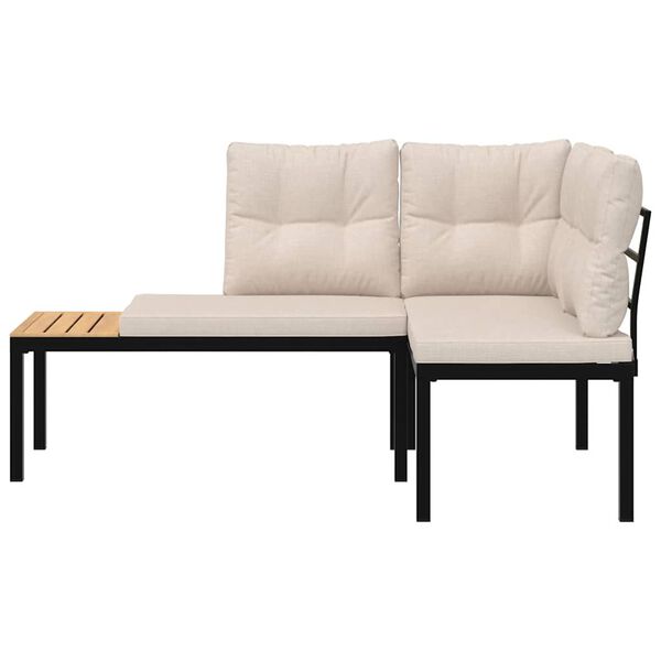 vidaXL haveb&aelig;nke 2 stk. med hynder pulverlakeret st&aring;l sort