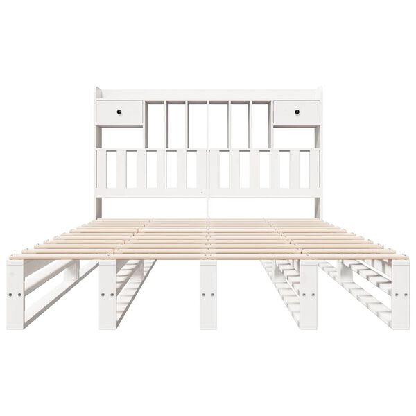 vidaXL seng med reol uden madras 140x190 cm massivt fyrretr&aelig; hvid