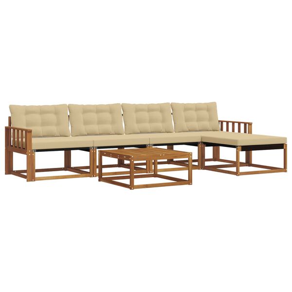 vidaXL Udend&oslash;rs sofagruppe med pude 6 pcs Naturlig og Beige