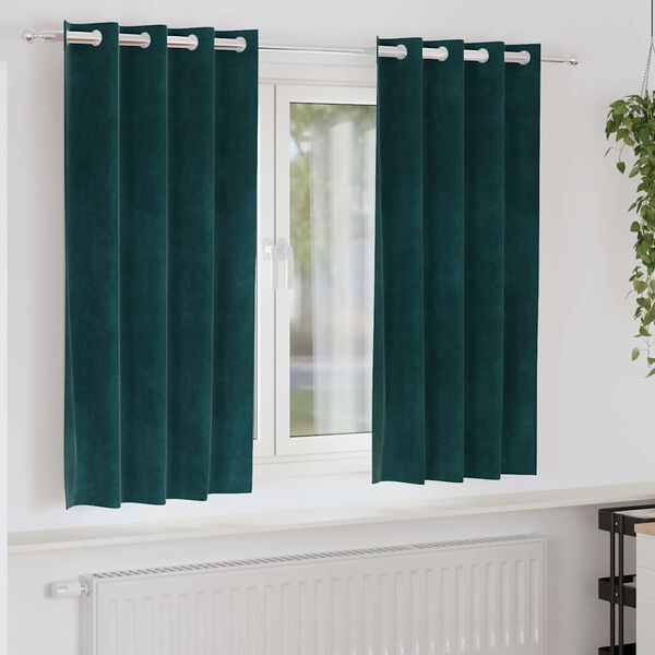 vidaXL M&oslash;rkl&aelig;gningsgardiner 2 pcs M&oslash;rkegr&oslash;n 140 x 175 cm Fl&oslash;jl