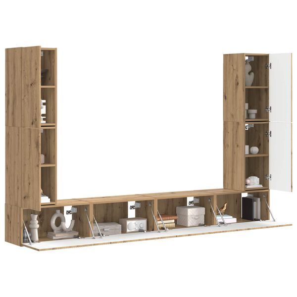 vidaXL TV-m&oslash;bels&aelig;t 8 pcs Artisan Egetr&aelig; Konstrueret tr&aelig;