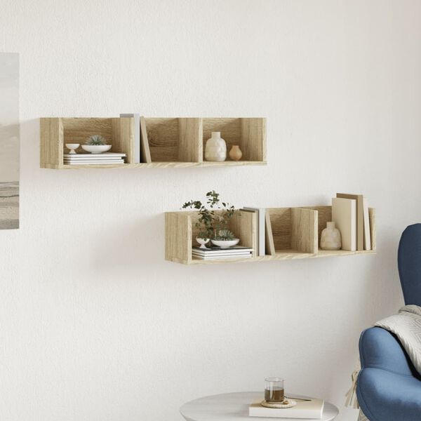 vidaXL v&aelig;gskabe 2 stk. 75x18x16,5 cm konstrueret tr&aelig; sonoma-eg