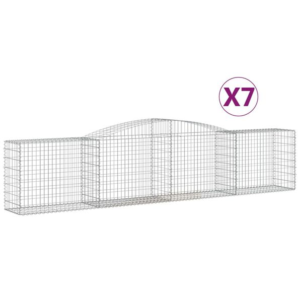 vidaXL buede gabionkurve 7 stk. 400x50x80/100 cm galvaniseret jern