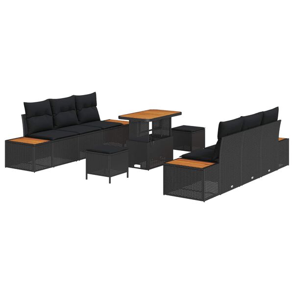 vidaXL Havesofa S&aelig;t 9 pcs Sort polyrattan