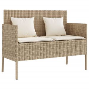 vidaXL haveb&aelig;nk med hynder polyrattan beige
