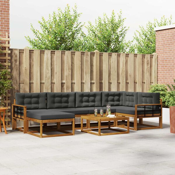 vidaXL Udend&oslash;rs sofagruppe med pude 7 pcs Naturlig og Antracit