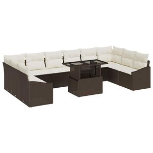 vidaXL Sofa S&aelig;t med pude 11 pcs Brun og Creme polyrattan