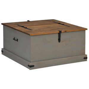 vidaXL opbevaringskiste HALDEN 91x91x47 cm massivt fyrretr&aelig; gr&aring;