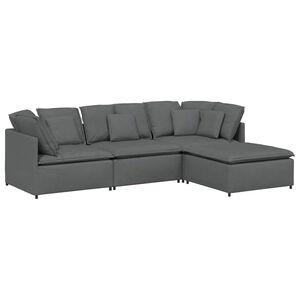 vidaXL modulsofa med fodskammel og hynder stof m&oslash;rkegr&aring;