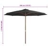 vidaXL udendørs parasol med træstang 350 cm antracitgrå