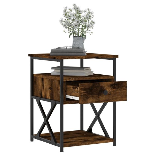 vidaXL sengebord 40x42x55 cm konstrueret tr&aelig; r&oslash;get egetr&aelig;sfarve