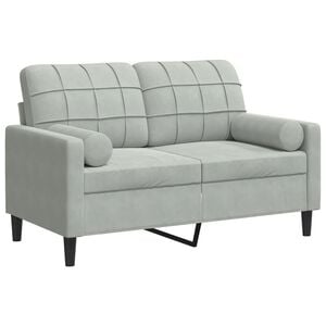 vidaXL 2-personers sofa med pyntepuder 120 cm velour cremefarvet
