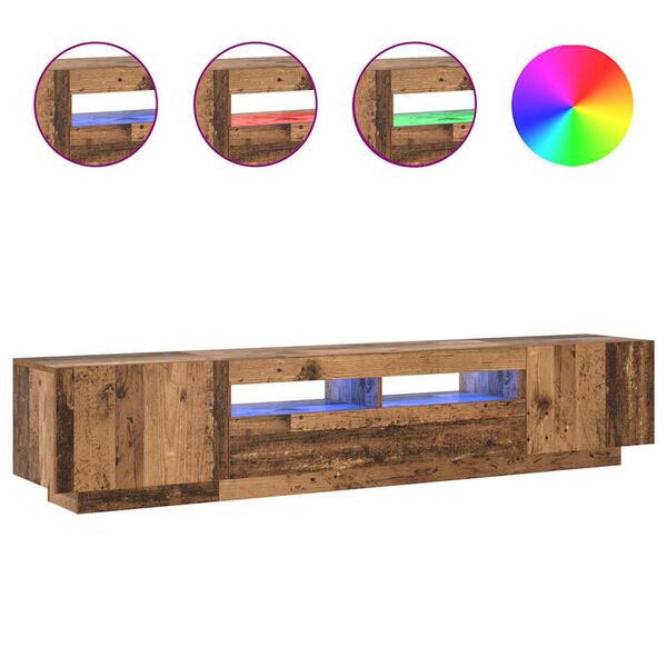 vidaXL tv-bord m. LED-lys 200x35x40 cm konstrueret tr&aelig; antikt tr&aelig;