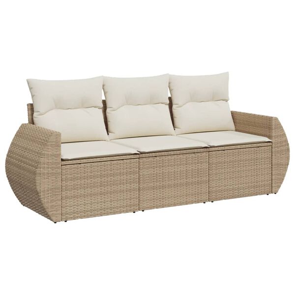 vidaXL sofas&aelig;t til haven 3 dele med hynder polyrattan beige