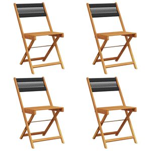 vidaXL Klapstole 4 stk. sort massivt tr&aelig; akacie