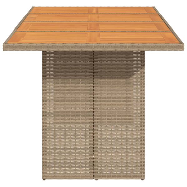 vidaXL havebord med top i akacietr&aelig; 190x80x74 cm polyrattan beige