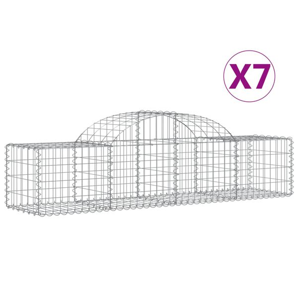 vidaXL buede gabionkurve 7 stk. 200x50x40/60 cm galvaniseret jern
