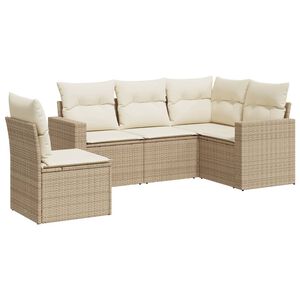 vidaXL sofas&aelig;t til haven 5 dele med hynder polyrattan beige