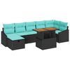 vidaXL Havesofa S&aelig;t med pude med opbevaring 8 pcs Sort polyrattan