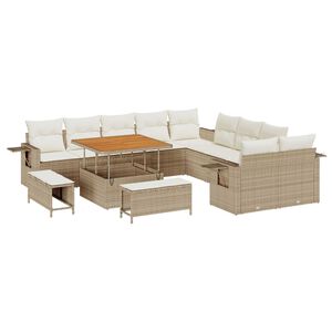 vidaXL Havesofa S&aelig;t 13 pcs Beige polyrattan