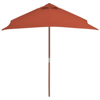 vidaXL udendørs parasol med træstang 150 x 200 cm terracottafarvet