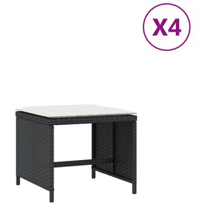 vidaXL haveskammel med hynder 4 stk. 41x41x36 cm polyrattan sort