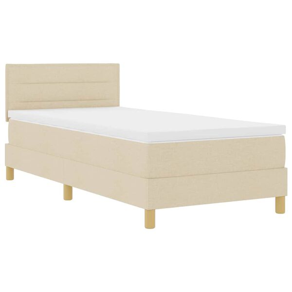 vidaXL Box spring seng med madras Creme 90 x 190 cm Stof