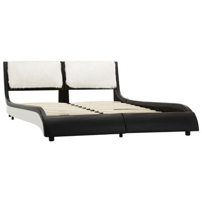 vidaXL sengestel 135x190 cm kunstlæder sort og hvid