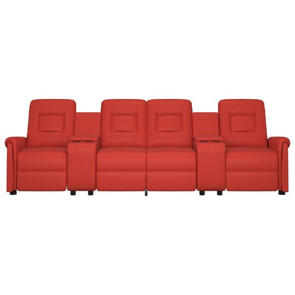 vidaXL 4-personers l&aelig;nestol med kopholder kunstl&aelig;der vinr&oslash;d