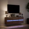 vidaXL v&aelig;gh&aelig;ngt tv-bord med LED-lys 130x31x45 cm brun egetr&aelig;sfarve