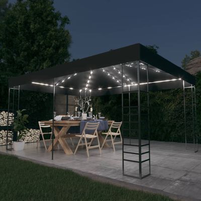 vidaXL pavillon med LED-lyskæder 3x4 m antracitgrå