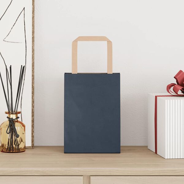 vidaXL papirposer 250 stk. med h&aring;ndtag 15x8x21 cm bl&aring;