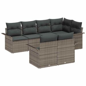 vidaXL Havesofa S&aelig;t med pude 7 pcs Gr&aring; polyrattan
