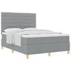 vidaXL Box spring seng med madras Lysegr&aring; 140 x 190 cm Stof